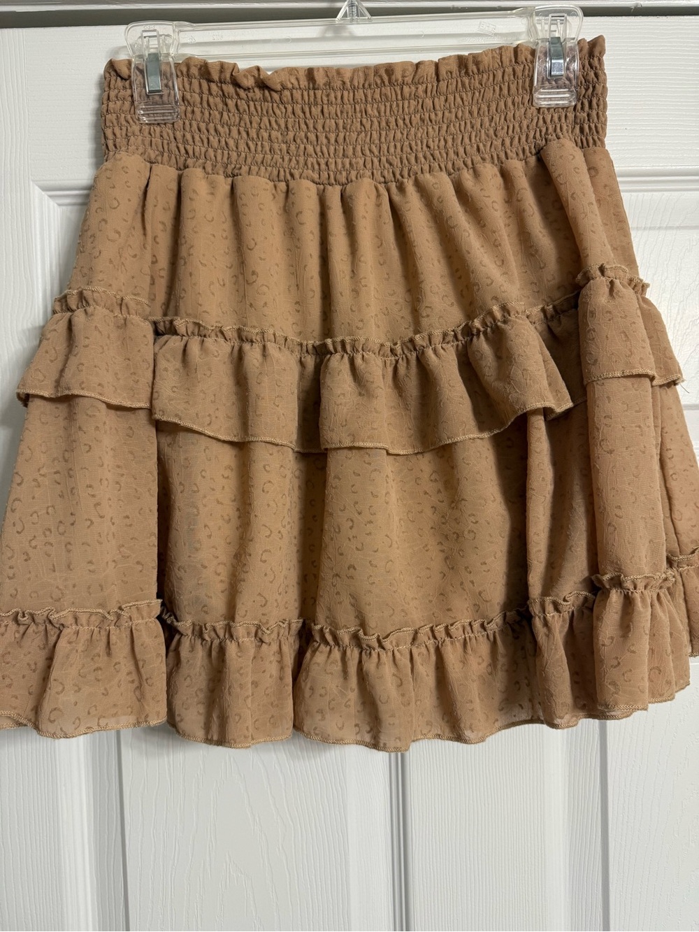 Altar'd State Brown Tiered Ruffle Mini Skirt